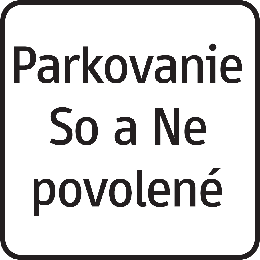 E 12 - Dodatková tabuľka s textom, parkovanie v sobotu a v nedeľu povolené (vzor)