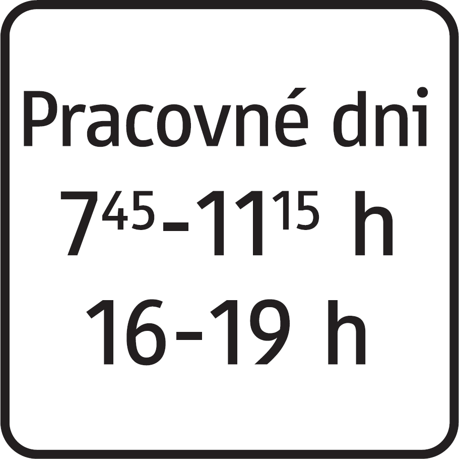 E 12 - Dodatková tabuľka s textom, časové ohraničenie počas pracovných dní (vzor)