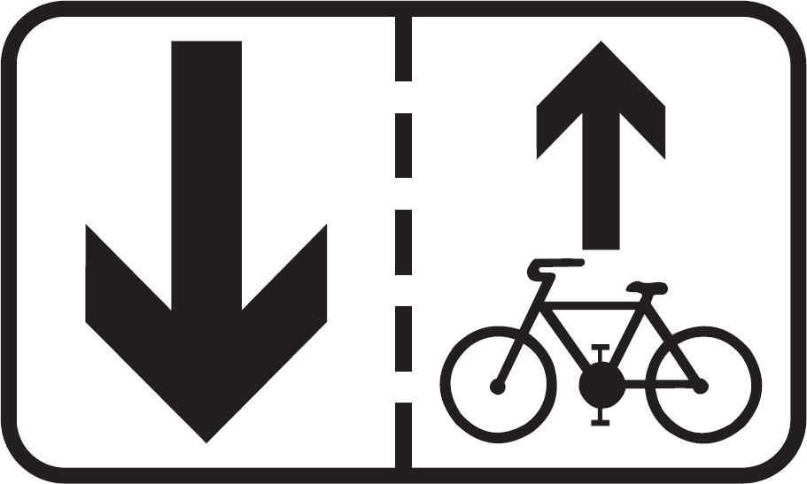 E 16b - Jazda cyklistov v protismere povolená (vzor)