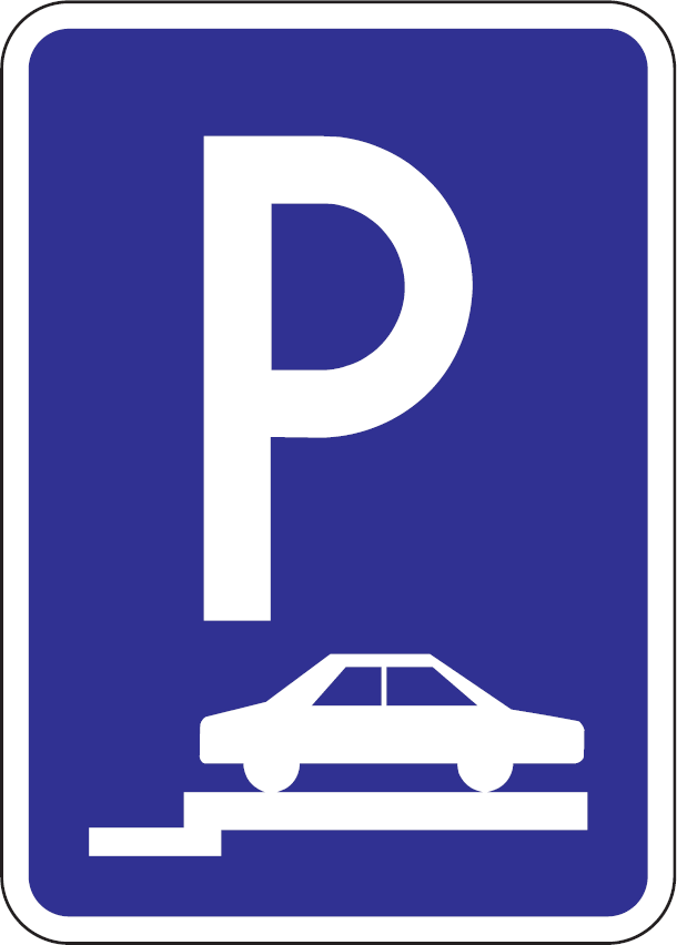 IP 14a - Parkovisko, parkovacie miesta s kolmým alebo šikmým státím na chodníku