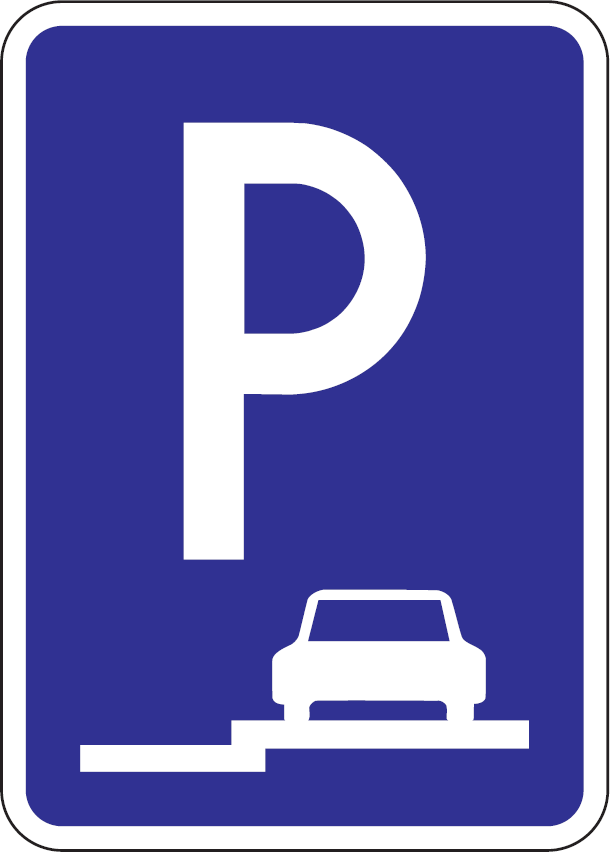 IP 14b - Parkovisko, parkovacie miesta s pozdĺžnym státím na chodníku