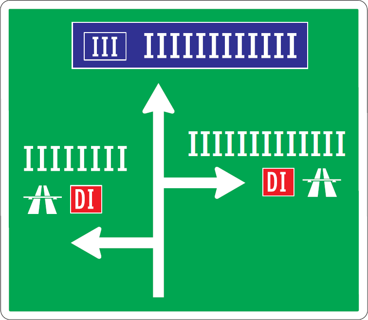 IS 9 - Návestná tabuľa, umiestnenie vedľa vozovky (s diaľnicou) 2