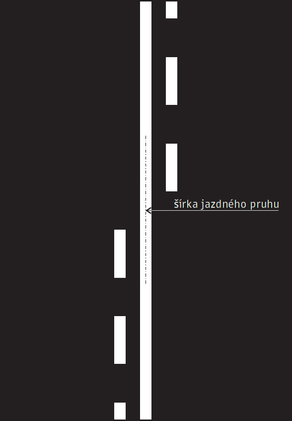 V 3 - Pozdĺžna súvislá čiara doplnená prerušovanou čiarou