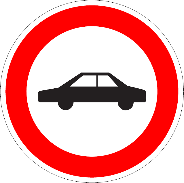B 5 - Zákaz vjazdu osobných automobilov