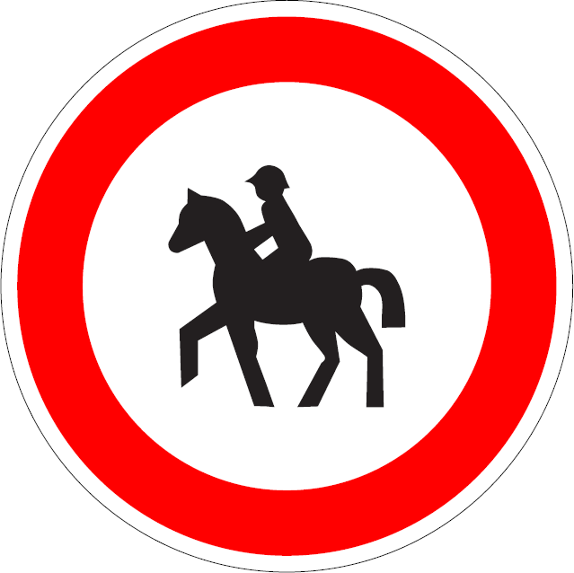 B 12 - Zákaz vjazdu jazdcov na koňoch