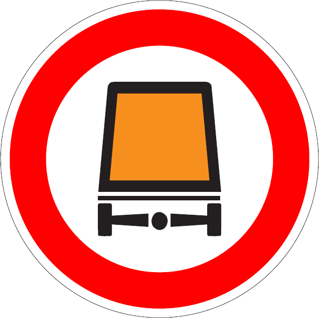 B 21 - Zákaz vjazdu vozidiel prepravujúcich nebezpečne veci