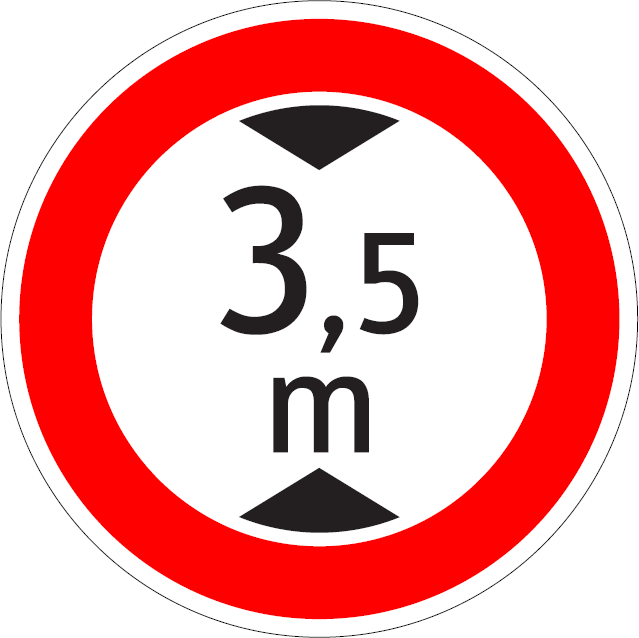 B 24 - Zákaz vjazdu vozidiel, ktorých výška presahuje vyznačenú hranicu (vzor)